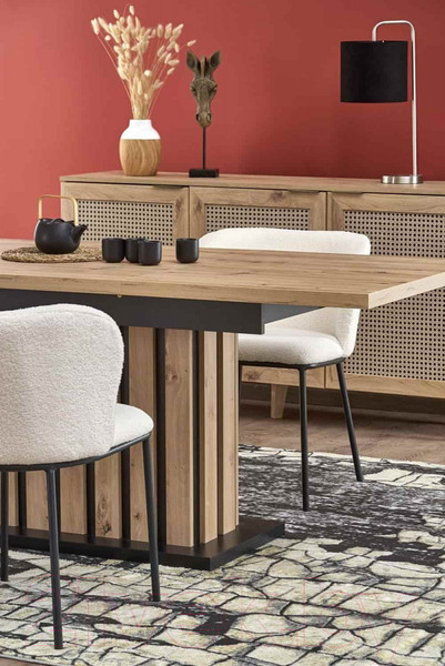 Изображение товара Обеденный стол Halmar Lamello 130-180x80 (дуб артизан/черный)