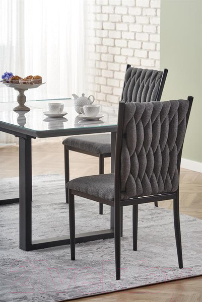 Изображение товара Обеденный стол Halmar Marley 160-200x90x76 (белый мрамор/серый/черный)