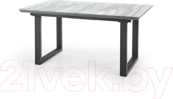 Изображение товара Обеденный стол Halmar Marley 160-200x90x76 (белый мрамор/серый/черный)