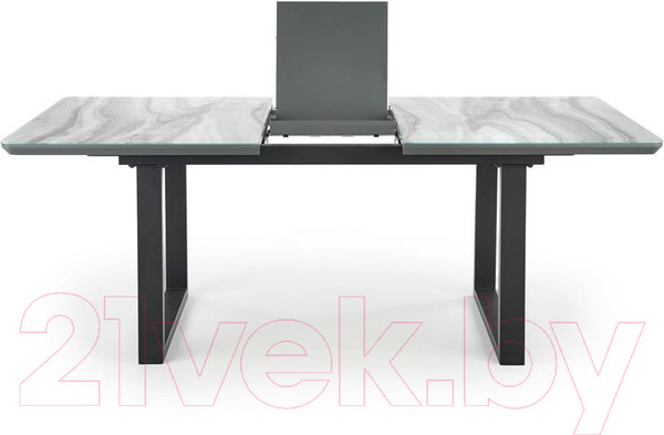 Изображение товара Обеденный стол Halmar Marley 160-200x90x76 (белый мрамор/серый/черный)