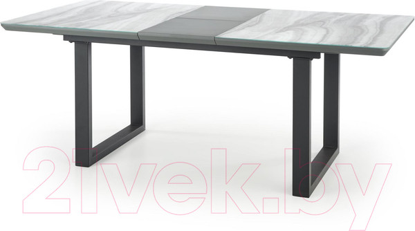 Изображение товара Обеденный стол Halmar Marley 160-200x90x76 (белый мрамор/серый/черный)