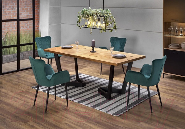 Изображение товара Обеденный стол Halmar Massive 160-250x90x77 (дуб светлый/черный)