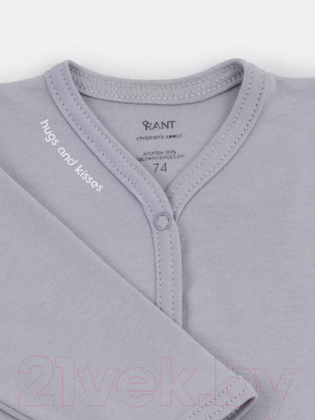Изображение товара Набор комбинезонов для малышей Rant Hugs And Kisses / 11-74 (2шт, Arctic Grey, р.74)