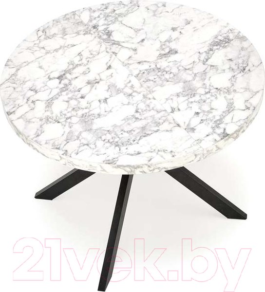 Изображение товара Обеденный стол Halmar Peroni 100-250x100x75 (белый мрамор/черный)