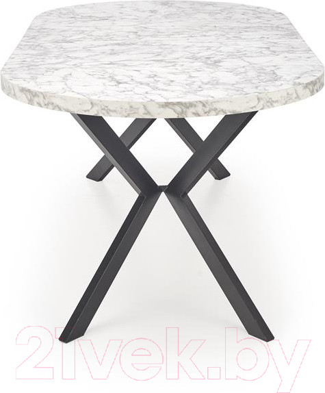 Изображение товара Обеденный стол Halmar Peroni 100-250x100x75 (белый мрамор/черный)