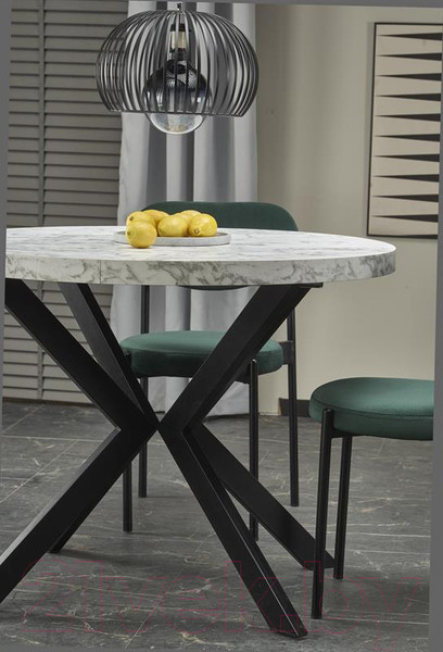 Изображение товара Обеденный стол Halmar Peroni 100-250x100x75 (белый мрамор/черный)