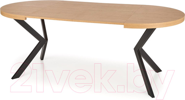 Изображение товара Обеденный стол Halmar Peroni 100-250x100x75 (дуб золото/черный)