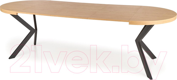 Изображение товара Обеденный стол Halmar Peroni 100-250x100x75 (дуб золото/черный)