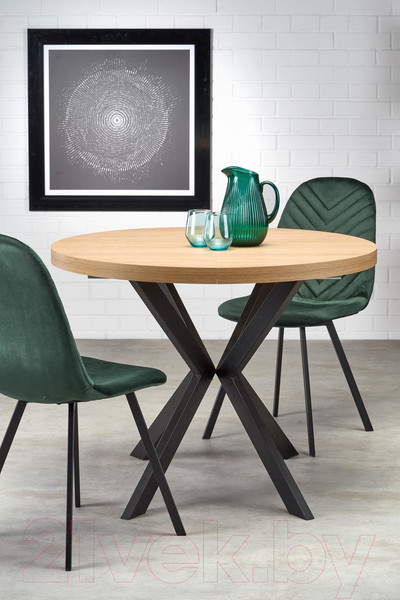 Изображение товара Обеденный стол Halmar Peroni 100-250x100x75 (дуб золото/черный)