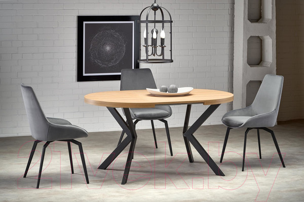 Изображение товара Обеденный стол Halmar Peroni 100-250x100x75 (дуб золото/черный)