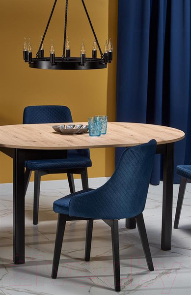 Изображение товара Обеденный стол Halmar Ringo 102-142x102x76 (дуб артизан/черный)