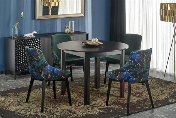 Изображение товара Обеденный стол Halmar Ringo 102-142x102x76 (черный/черный)