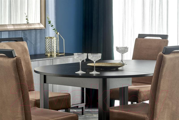 Изображение товара Обеденный стол Halmar Ringo 102-142x102x76 (черный/черный)