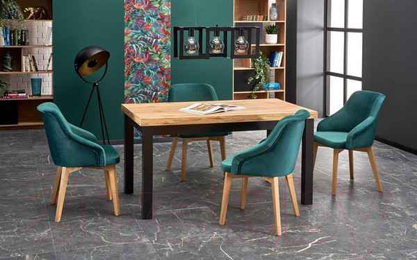 Изображение товара Обеденный стол Halmar Tiago 140-220x80x76 (дуб крафт/черный)