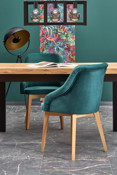 Изображение товара Обеденный стол Halmar Tiago 140-220x80x76 (дуб крафт/черный)