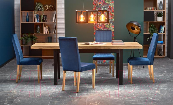 Изображение товара Обеденный стол Halmar Tiago 140-220x80x76 (дуб крафт/черный)