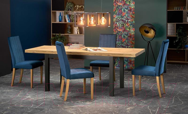 Изображение товара Обеденный стол Halmar Tiago 140-220x80x76 (дуб крафт/черный)