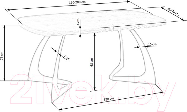 Изображение товара Обеденный стол Halmar Veldon 160-200x90x70 (дуб натуральный/черный)