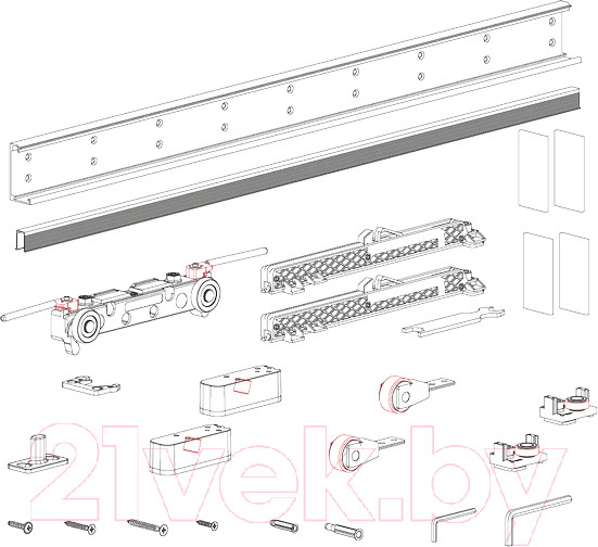 Изображение товара Комплект фурнитуры для раздвижных дверей Morelli Invisible-2 (80-110см)