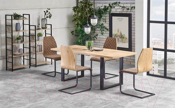 Изображение товара Обеденный стол Halmar Venom 135-185x85x74 (дуб вотан/черный)