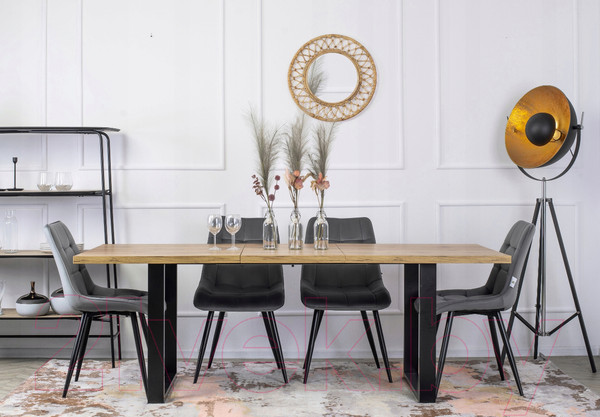 Изображение товара Обеденный стол Halmar Venom 135-185x85x74 (дуб вотан/черный)