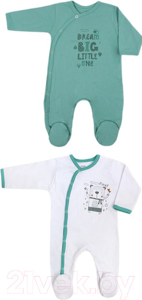 Изображение товара Набор комбинезонов для малышей Rant Boo (2шт, Ocean Green, р.74)
