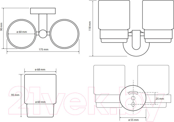 Изображение товара Набор стаканов для зубной щетки и пасты Bemeta Neo 104210025