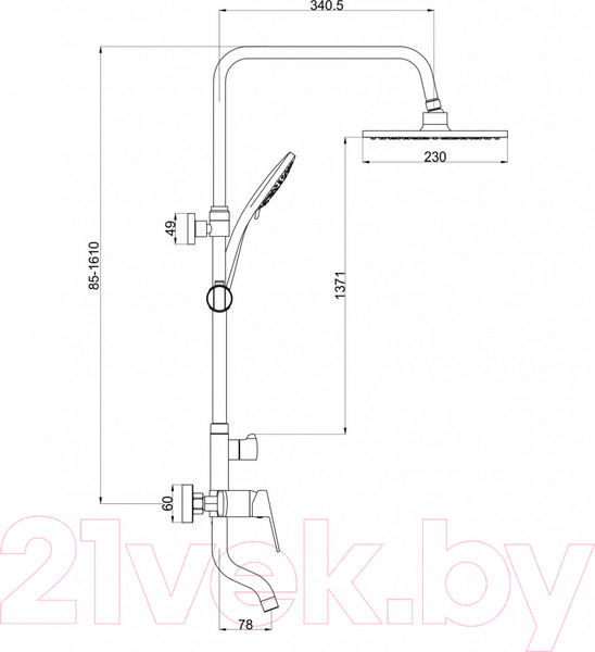 Изображение товара Душевая система со смесителем Gross Aqua Flat GA9008SMD02