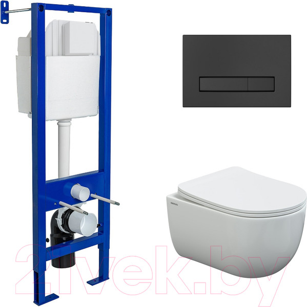 Изображение товара Унитаз подвесной с инсталляцией Berges Atom 043306 (с сиденьем и кнопкой смыва)