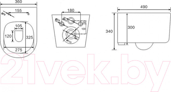 Изображение товара Унитаз подвесной с инсталляцией Berges Atom 043306 (с сиденьем и кнопкой смыва)