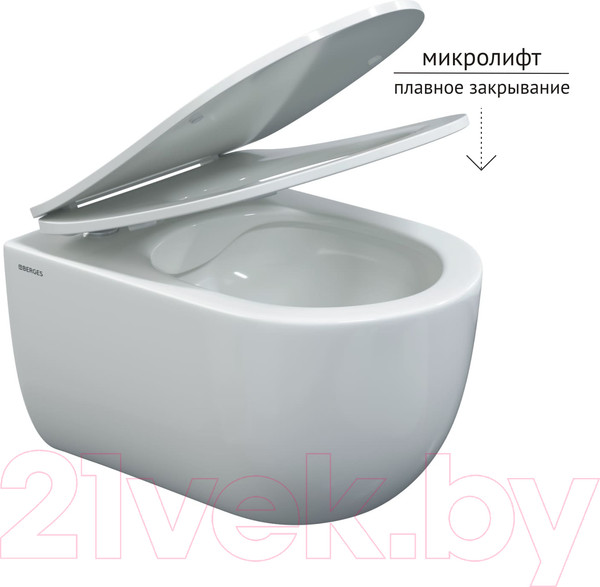 Изображение товара Унитаз подвесной с инсталляцией Berges Atom 043306 (с сиденьем и кнопкой смыва)