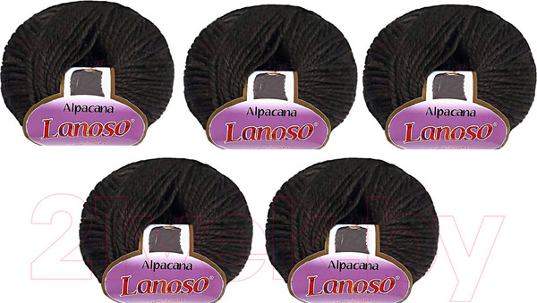 Изображение товара Набор пряжи для вязания Lanoso Alpacana 35% шерсть, 40% акрил, 25% альпака / 3007 (130м, темно-коричневый, 5 мотков)