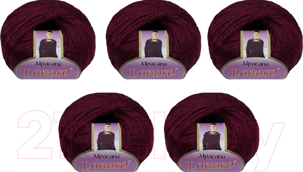 Изображение товара Набор пряжи для вязания Lanoso Alpacana 35% шерсть, 40% акрил, 25% альпака / 3014 (130м, темно-бордовый, 5 мотков)