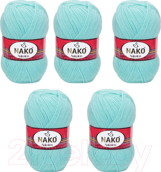 Изображение товара Набор пряжи для вязания Nako Nakolen 49% шерсть, 51% акрил / 13 (210м, мятный, 5 мотков)