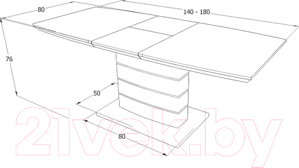 Изображение товара Обеденный стол Signal Bernardo 140 раскладной 140-180x80x76 (дуб/черный)