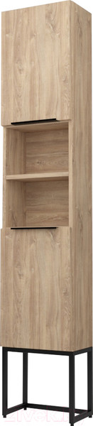 Изображение товара Шкаф-пенал для ванной Дабер 018 / СТ18.0.2.6Ч (дуб канзас коричневый/черный)