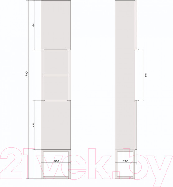 Изображение товара Шкаф-пенал для ванной Дабер 018 / СТ18.0.1.6Б (дуб канзас коричневый/белый)