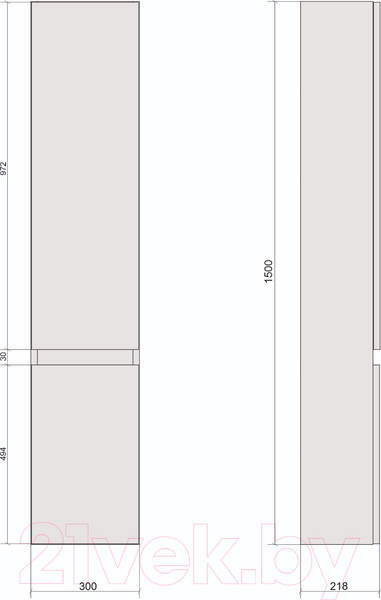 Изображение товара Шкаф-пенал для ванной Дабер 019 / СТ19.0.0.5 (белый древесный)