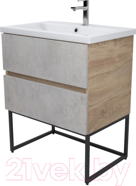 Изображение товара Тумба под умывальник Дабер 012 / Т12.8.2.7 (дуб канзас коричневый/бетон чикаго)