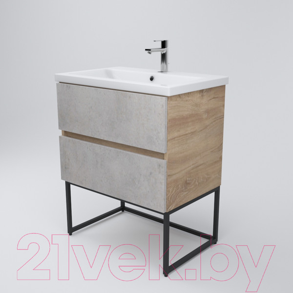 Изображение товара Тумба под умывальник Дабер 012 / Т12.8.2.7 (дуб канзас коричневый/бетон чикаго)