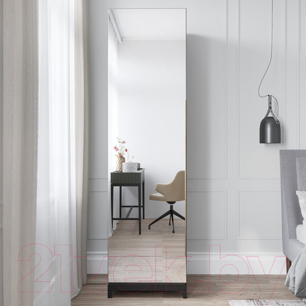 Изображение товара Шкаф Алери Ричмонд с зеркалом однодверный (грей/черно-серый)