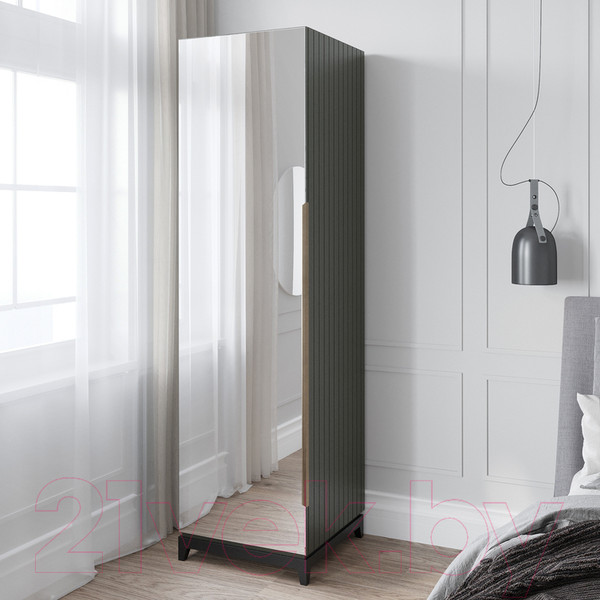 Изображение товара Шкаф Алери Ричмонд с зеркалом однодверный (грей/черно-серый)