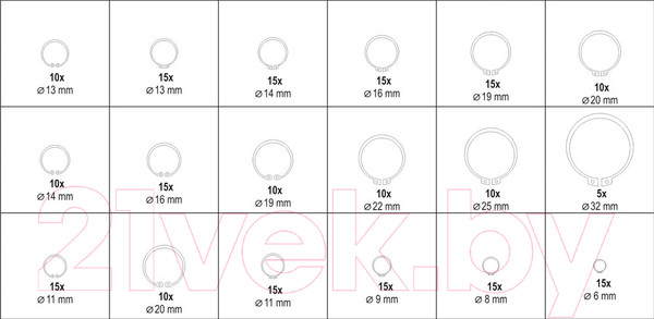 Изображение товара Набор стопорных колец Yato YT-06882