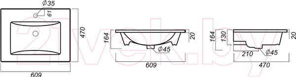 Изображение товара Умывальник Sanita Luxe Quadro 60 / QDR60SLWB01