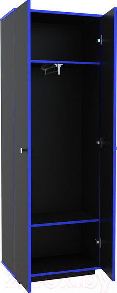 Изображение товара Шкаф МДК Black 2-х створчатый низкий BL-ГШ3С 370x650x1800 (черный/кромка синяя)