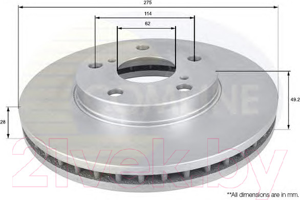 Изображение товара Тормозной диск Comline ADC0145V