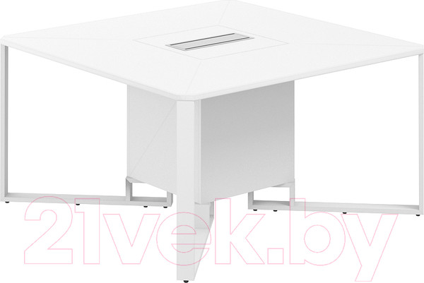 Изображение товара Стол для переговоров Norden 140x140x75 / SP.0101.WH.WH.WH (белый/белый/белый/серый)