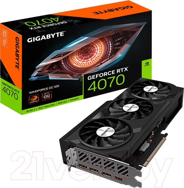 Изображение товара Видеокарта Gigabyte GeForce RTX 4070 Windforce OC 12GB (GV-N4070WF3OC-12GD)