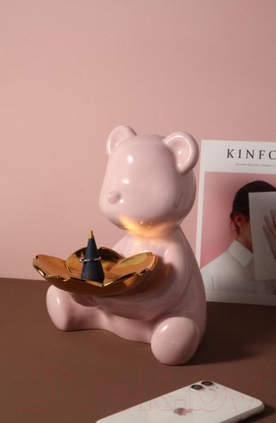 Изображение товара Статуэтка Merry Bear Home Decor Сидящий медвежонок / 30000596 (розовый)