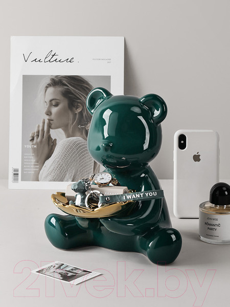 Изображение товара Статуэтка Merry Bear Home Decor Сидящий медвежонок / 30000597 (зеленый)